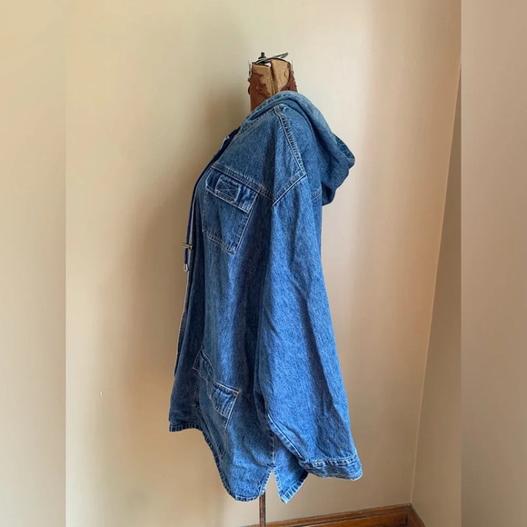 Vintage L.A. Blues Oversized Denim Jacket W/Hood Size 30/32w 90’s barn utility - Picture 7 of 12